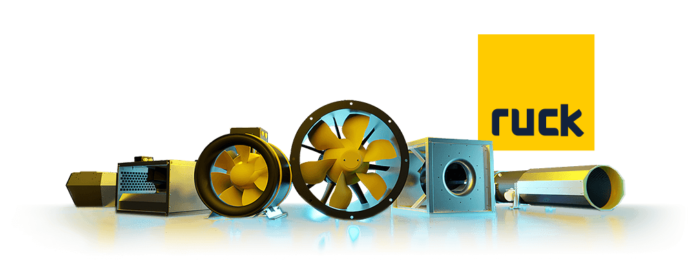 Ventilatoren von Ruck auf einem Bild zusammengestellt für Ballu Lüftung & Klima Österreich