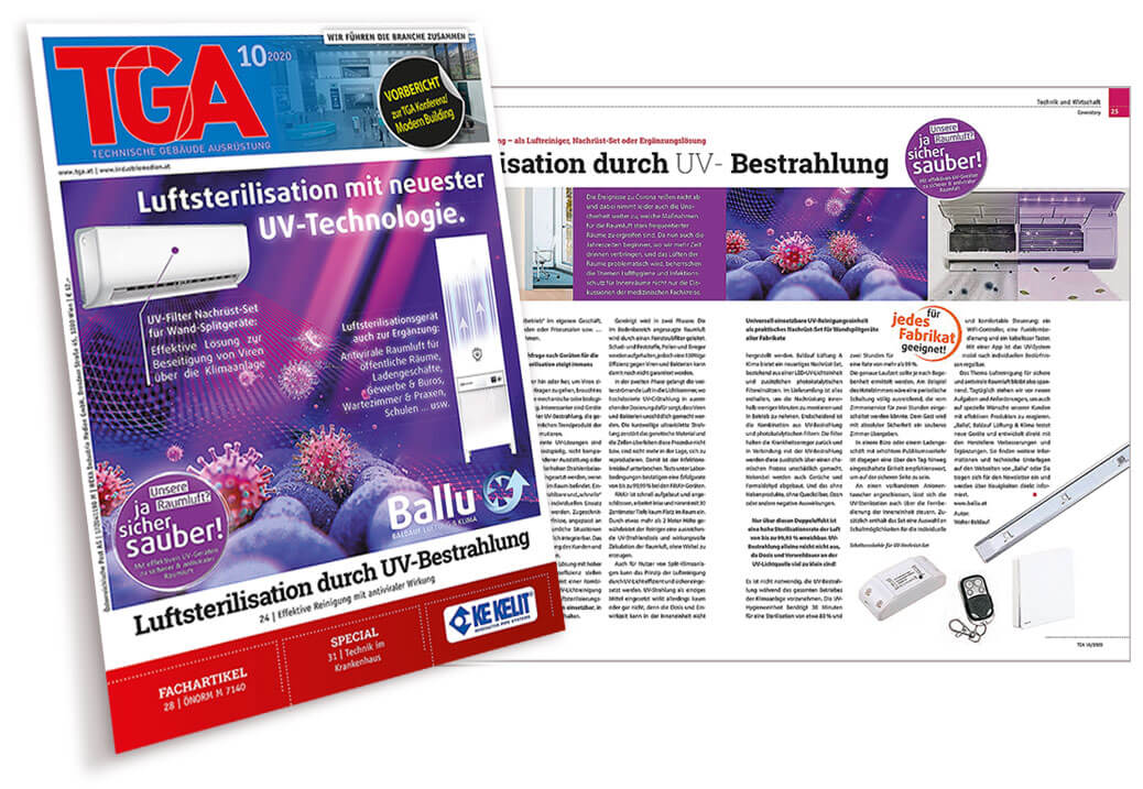Luftsterilisation Pressebeitrag in Fachpresse TGA