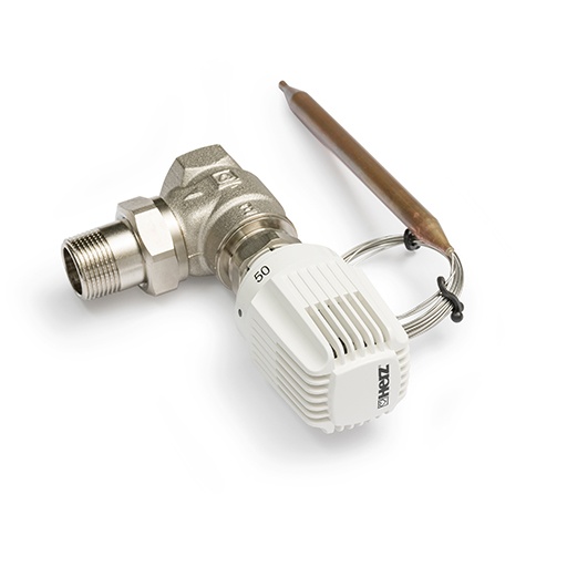 Thermostatisches Regelventil (2-Wege Regelventil) als Eckventil mit Thermostatkopf